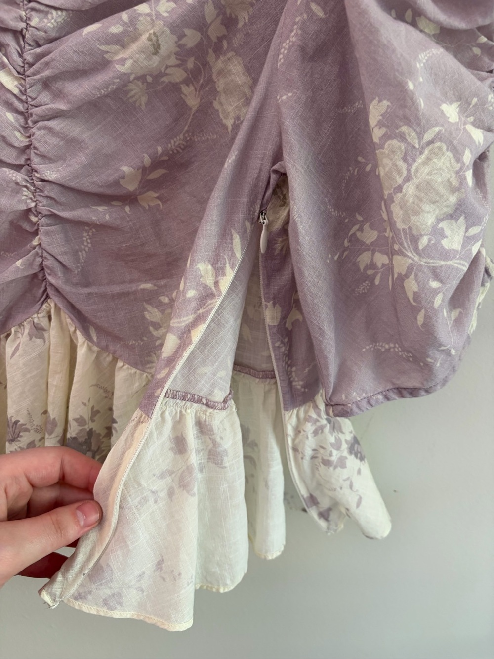 Anna Cate Coquette Princess Girly Lavender Floral Ruched Peplum Blouse (M) Party - Picture 10 of 15
